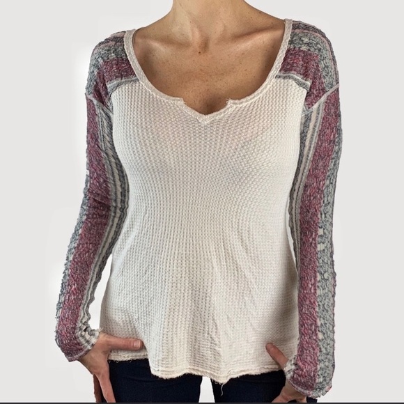Free People Waffle Knit Long Sleeve Henley